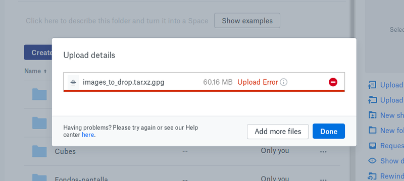 Dropbox Failed Network Error