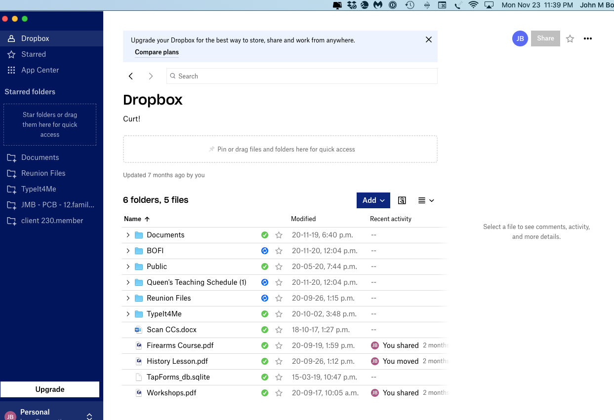 Using dropbox on mac