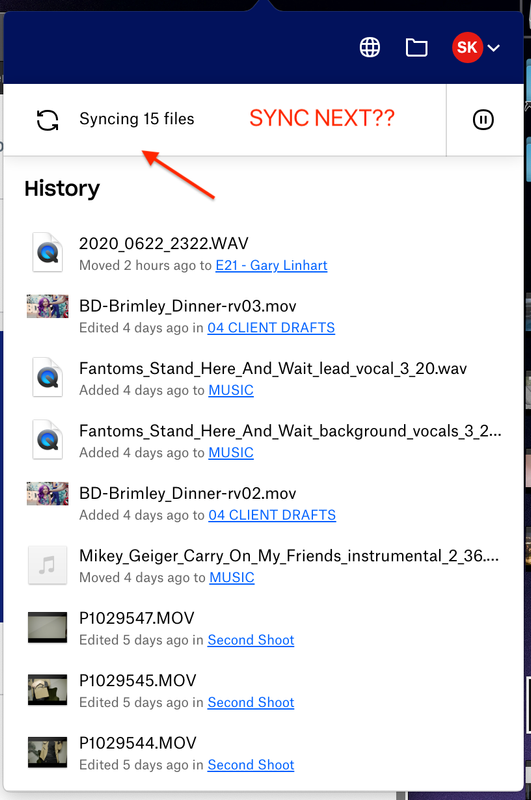 What is it syncing? And why can't I choose a newly created file to "sync next"?