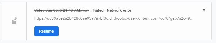 Dropbox download failed network error 2