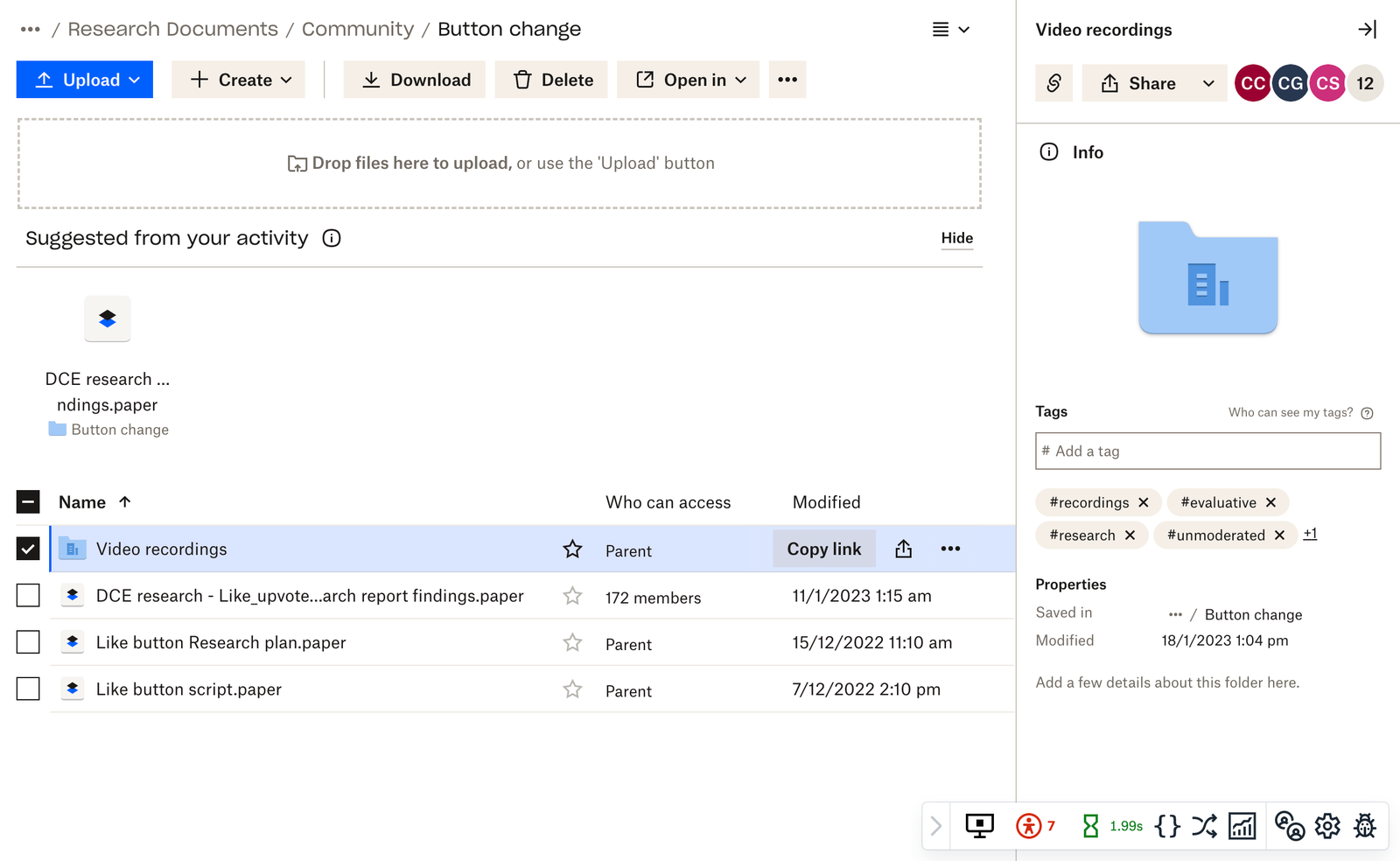 How we manage Dropbox folders and research documents