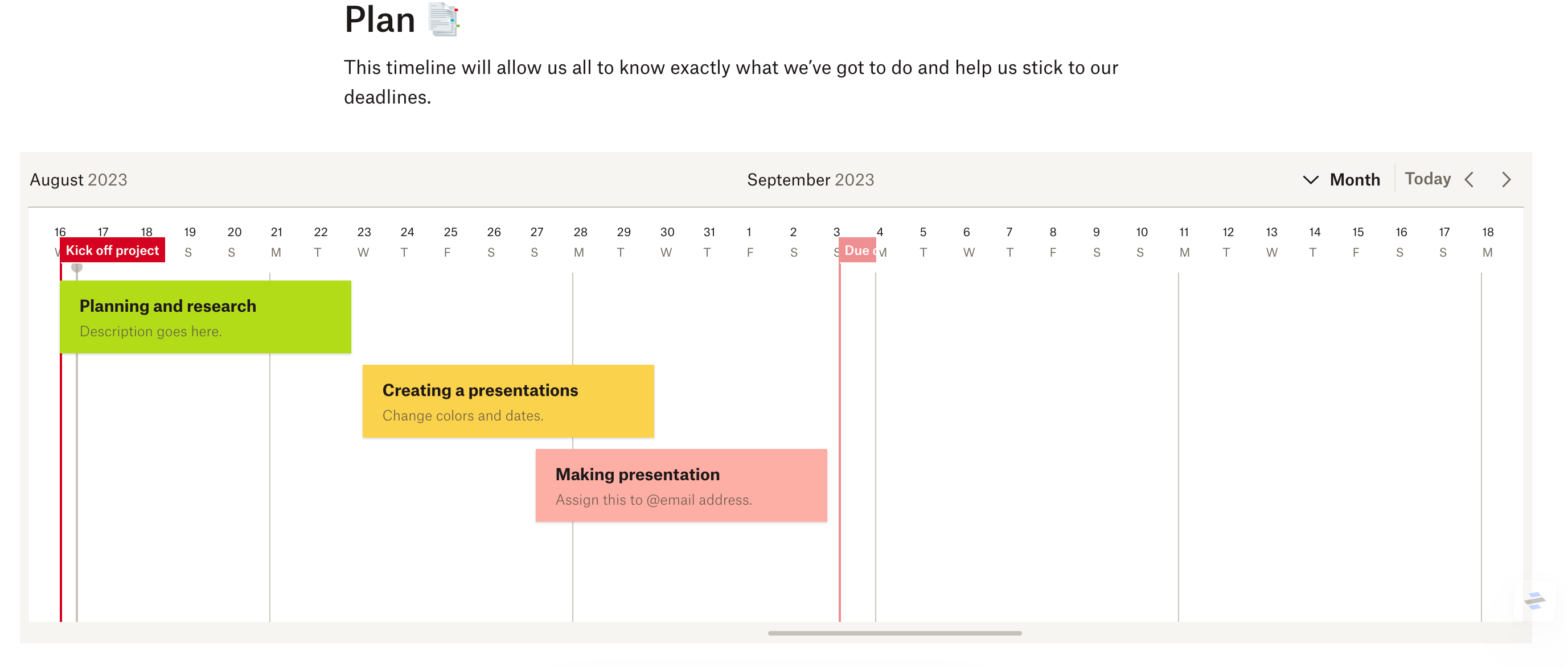 Creating a project timeline with Paper