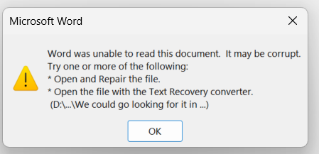 When I try to open a word doc