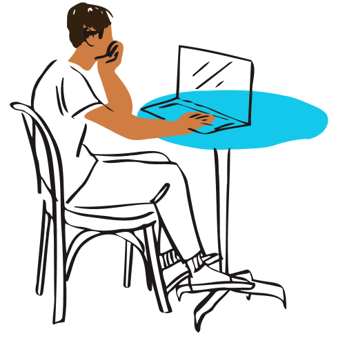 Illustration of man working on laptop