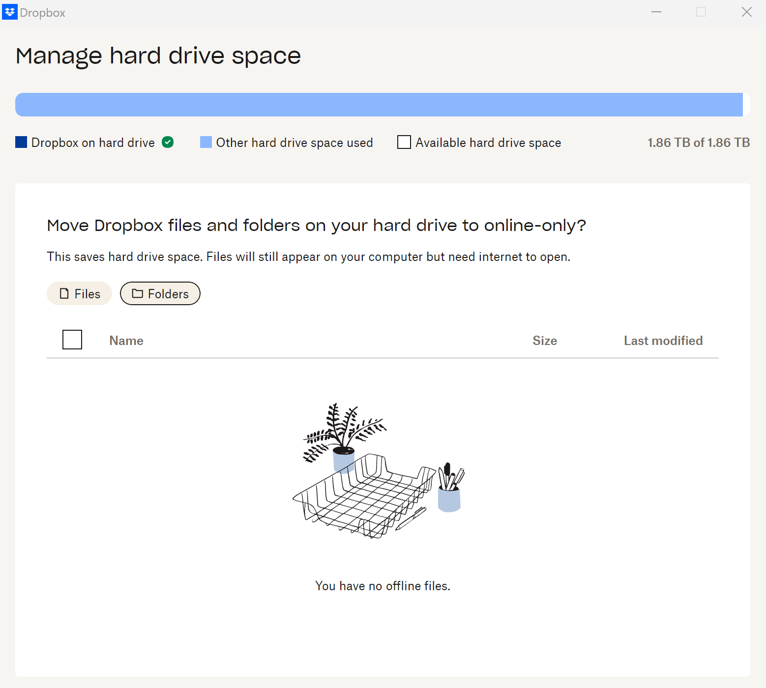 manage hard drive space - cleared