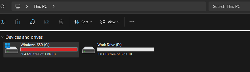 drive full even after running manage hard drive space